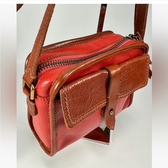 Madewell Leather Camera Crossbody Bag Purse Orange Red and Brown - Picture 13 of 15